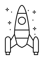 Spaceship icon. Simple line, outline of rocket icons for ui and ux, website or mobile application
