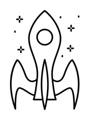 Spaceship icon. Simple line, outline of rocket icons for ui and ux, website or mobile application