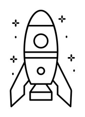Spaceship icon. Simple line, outline of rocket icons for ui and ux, website or mobile application