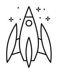 Spaceship icon. Simple line, outline of rocket icons for ui and ux, website or mobile application