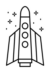 Spaceship icon. Simple line, outline of rocket icons for ui and ux, website or mobile application