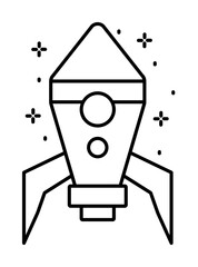 Spaceship icon. Simple line, outline of rocket icons for ui and ux, website or mobile application