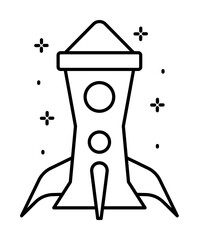 Spaceship icon. Simple line, outline of rocket icons for ui and ux, website or mobile application