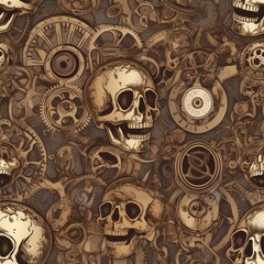 Skull seamless pattern art, generative ai