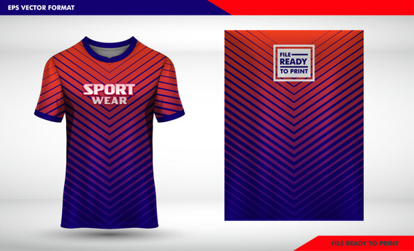 line red art pattern Sports jersey and t-shirt template sports jersey design. Sports design for football, racing, gaming jersey. Vector.