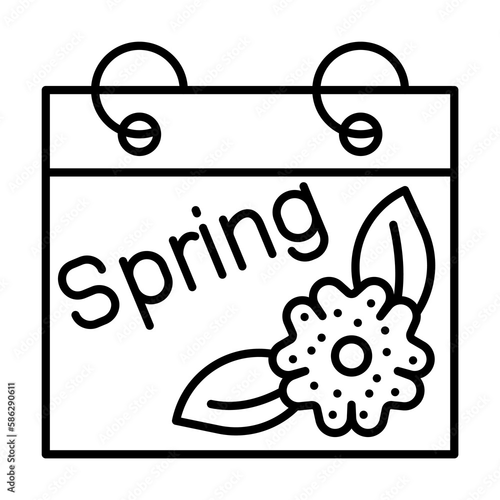 Poster calendar, flower icon. simple line, outline elements of spring icons for ui and ux, website or mobil