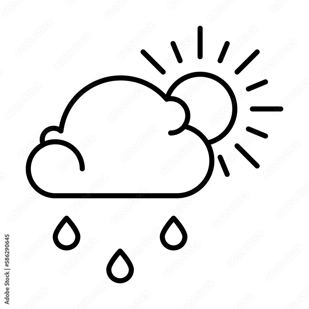Poster cloud, sun, rain, weather icon. simple line, outline elements of spring icons for ui and ux, website