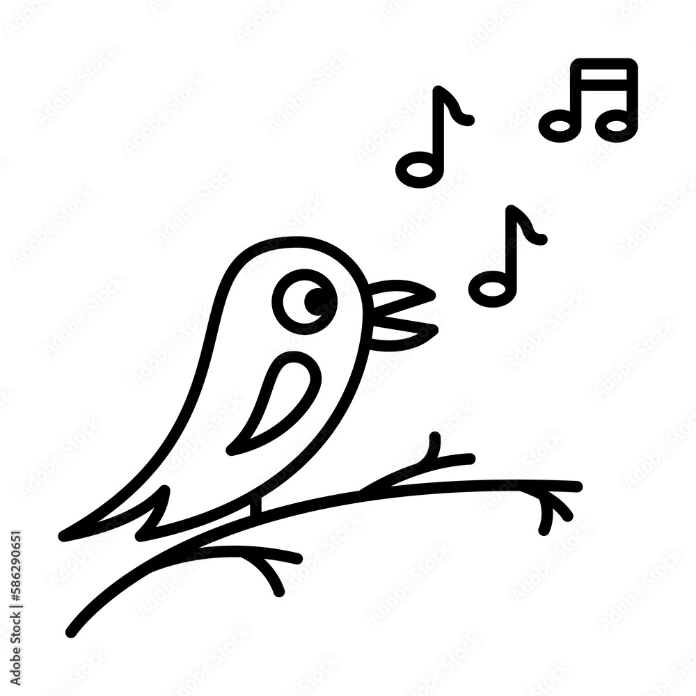 Poster bird, singing icon. simple line, outline elements of spring icons for ui and ux, website or mobile a