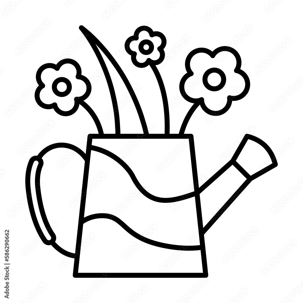 Poster watering can, flowers icon. simple line, outline elements of spring icons for ui and ux, website or 