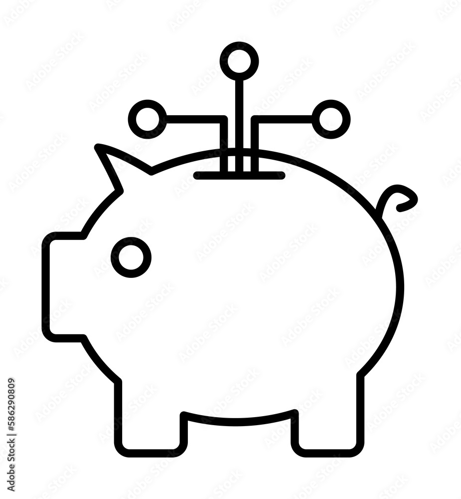 Poster scheme and money pig icon. element of sturt up icon for mobile concept and web apps. thin line schem