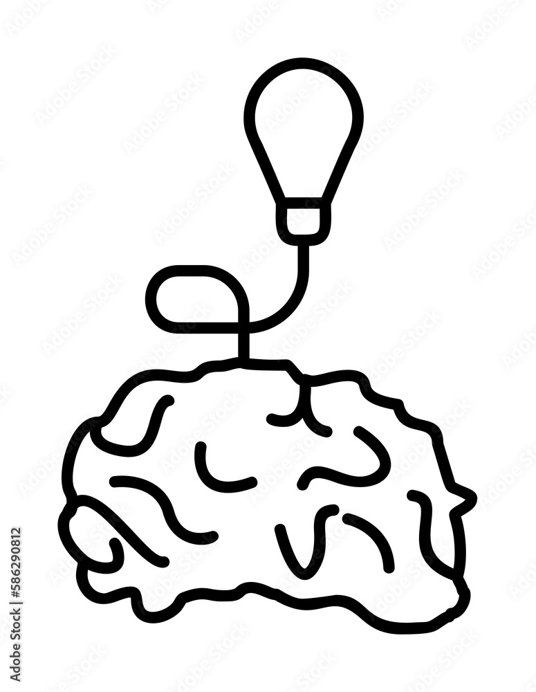 Aufkleber idea in the brain icon. element of sturt up icon for mobile concept and web apps. thin line idea in 