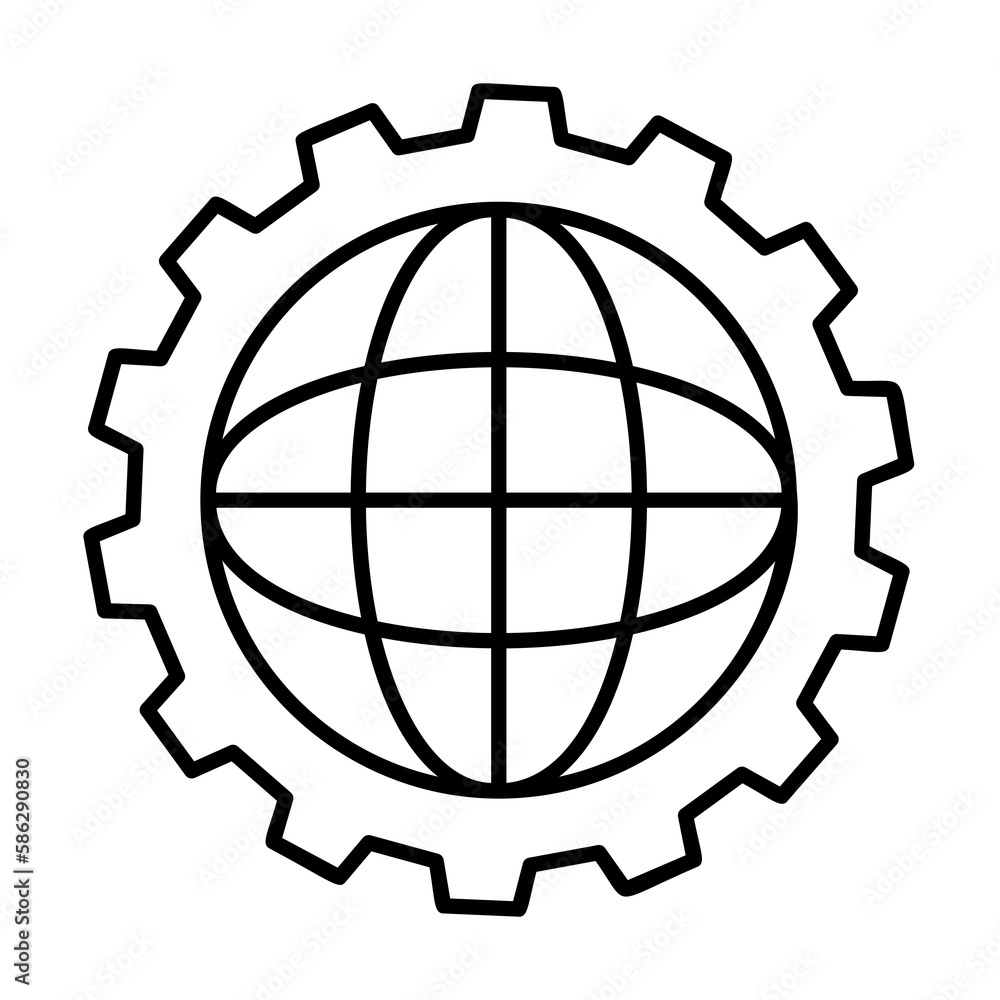 Aufkleber world mechanism icon. element of sturt up icon for mobile concept and web apps. thin line world mech