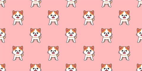 Vector cartoon character exotic shorthair cat seamless pattern background for design.