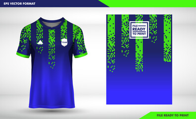green pixel square art background Soccer jersey pattern design.Sublimation t shirt. Football soccer kit. Basketball jersey. Futsal, badminton, Running jersey 