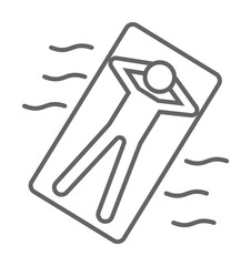 Man on a water mattress icon. Element of swimming poll thin line icon