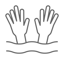 Hands drowning man icon. Element of swimming poll thin line icon