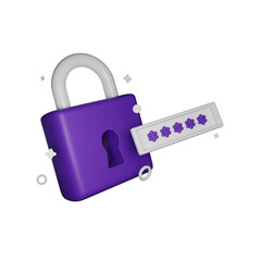 3D lock secure icon, render password authentication concept, secret personal data protection. Antivirus badge, internet fraud security safe clipart, PIN entry field. 3D lock front viewkeyhole design