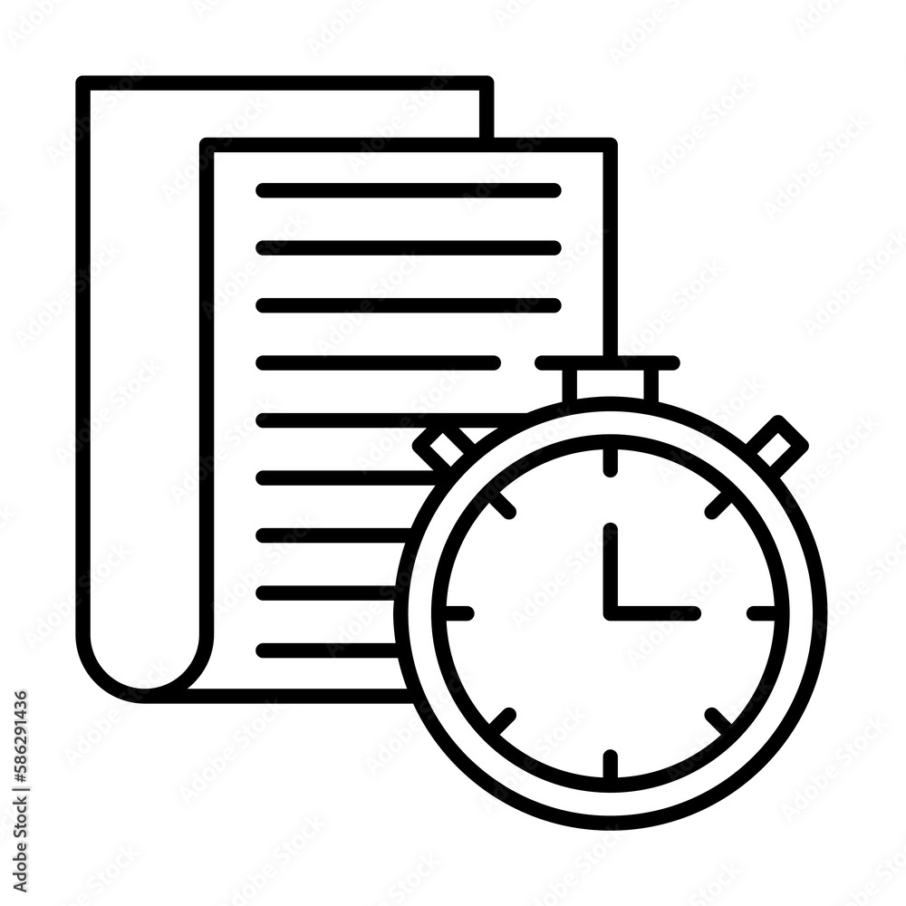 Poster time management, clock, document, timer, deadline icon. element of time management icon. thin line i