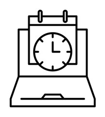 Time management, laptop, time, clock, hour, calendar, day icon. Element of time management icon. Thin line icon for website design and development, app development. Premium icon