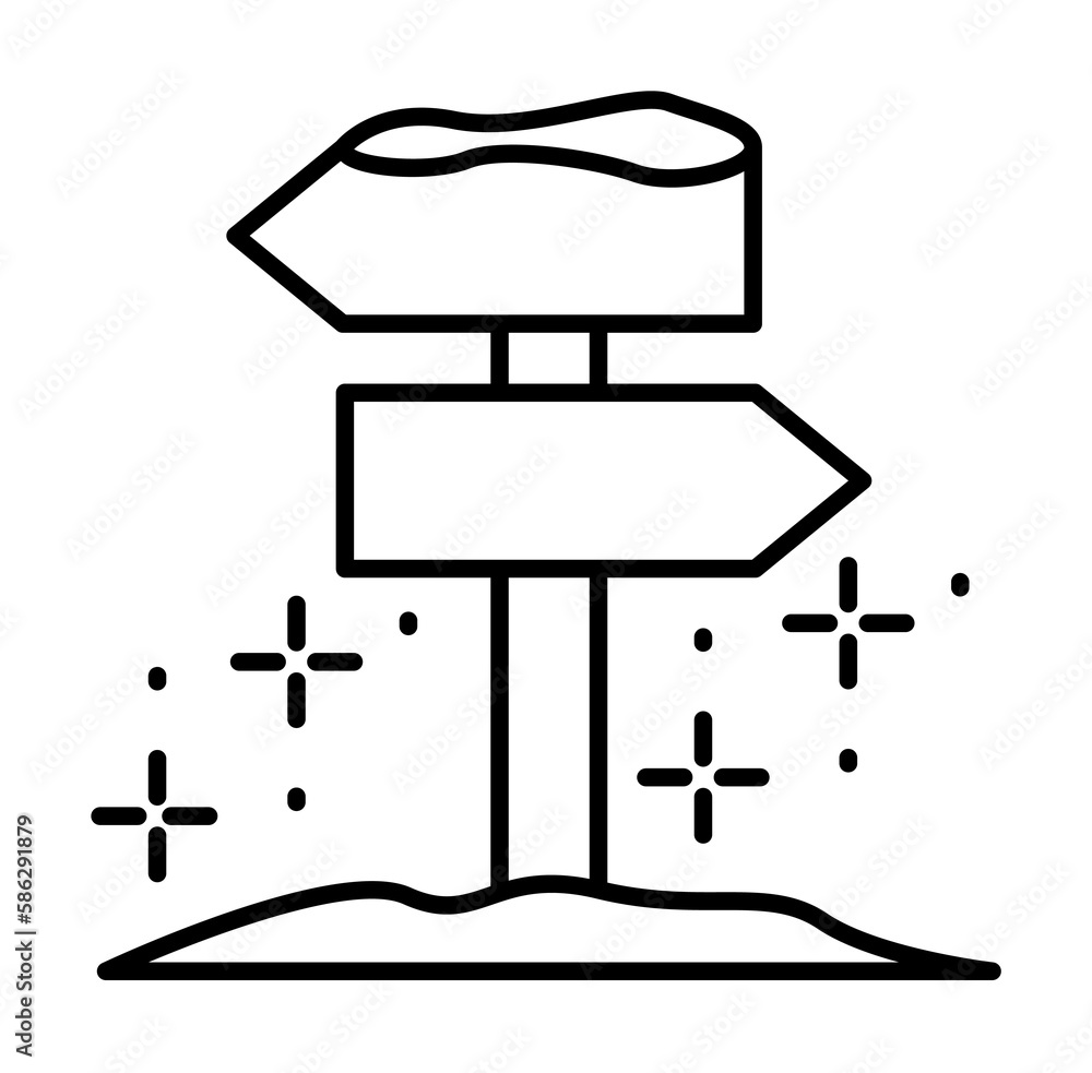 Aufkleber crossroad pointer snow icon. simple line, outline of winter vacation icons for ui and ux, website or