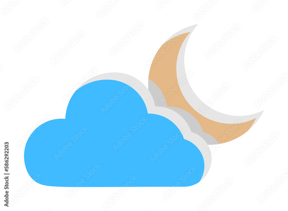 Poster cloud crescent icon. simple line, outline of two color weather icons for ui and ux, website or mobil