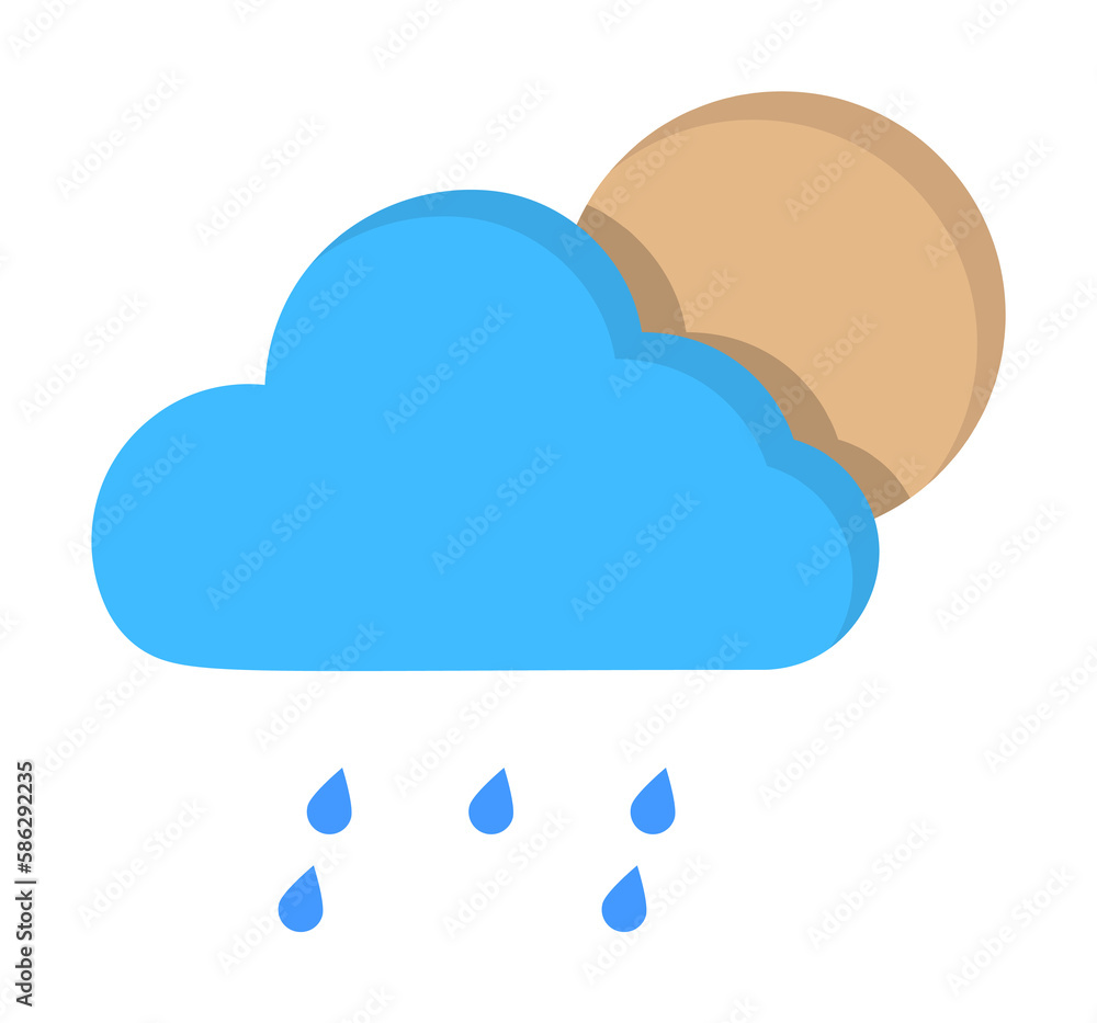 Aufkleber cloud moon light rain drops icon. simple line, outline of two color weather icons for ui and ux, web