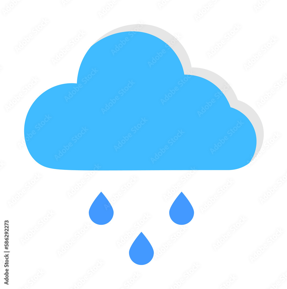 Poster cloud rain drops icon. simple line, outline of two color weather icons for ui and ux, website or mob