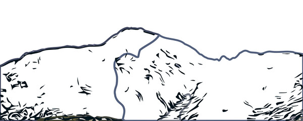 Sketches of landscape and mountain with transparent background