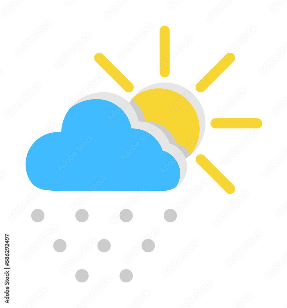 Poster cloud sun hail icon. simple line, outline of two color weather icons for ui and ux, website or mobil