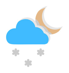 Cloud crescent snow snowflakes icon. Simple line, outline of two color weather icons for ui and ux, website or mobile application