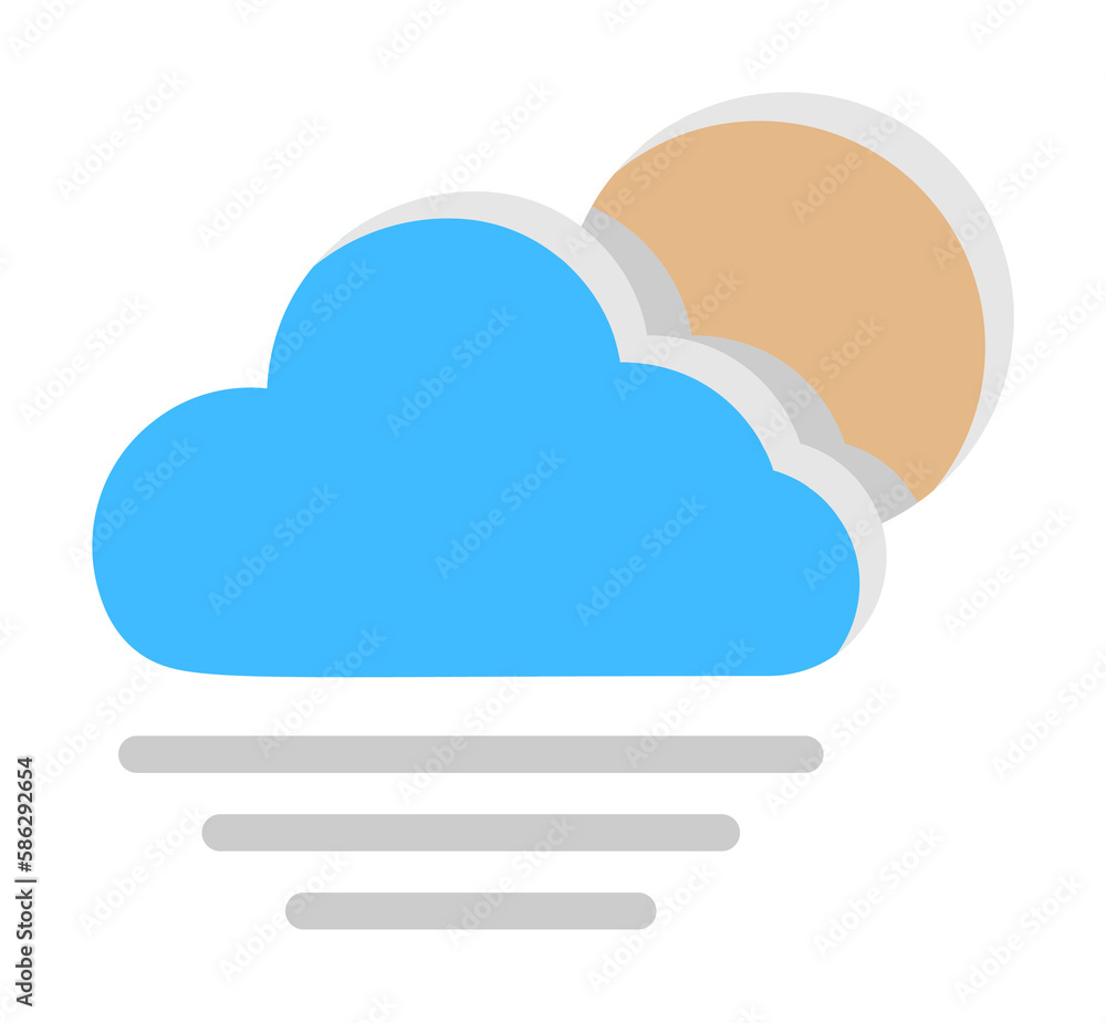 Poster cloud moon fog icon. simple line, outline of two color weather icons for ui and ux, website or mobil