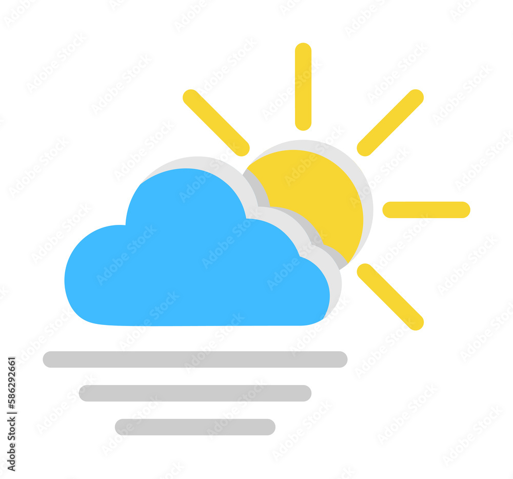 Aufkleber cloud sun fog icon. simple line, outline of two color weather icons for ui and ux, website or mobile
