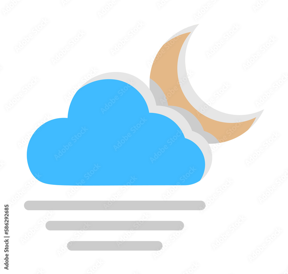 Poster cloud crescent fog icon. simple line, outline of two color weather icons for ui and ux, website or m