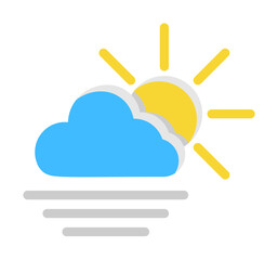 Cloud sun fog icon. Simple line, outline of two color weather icons for ui and ux, website or mobile application