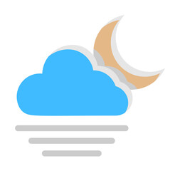 Cloud crescent fog icon. Simple line, outline of two color weather icons for ui and ux, website or mobile application