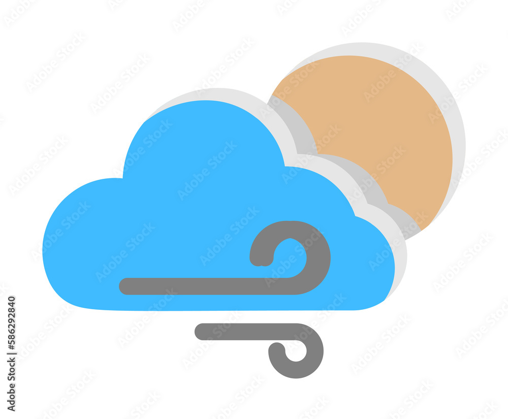 Aufkleber cloud moon wind icon. simple line, outline of two color weather icons for ui and ux, website or mobi