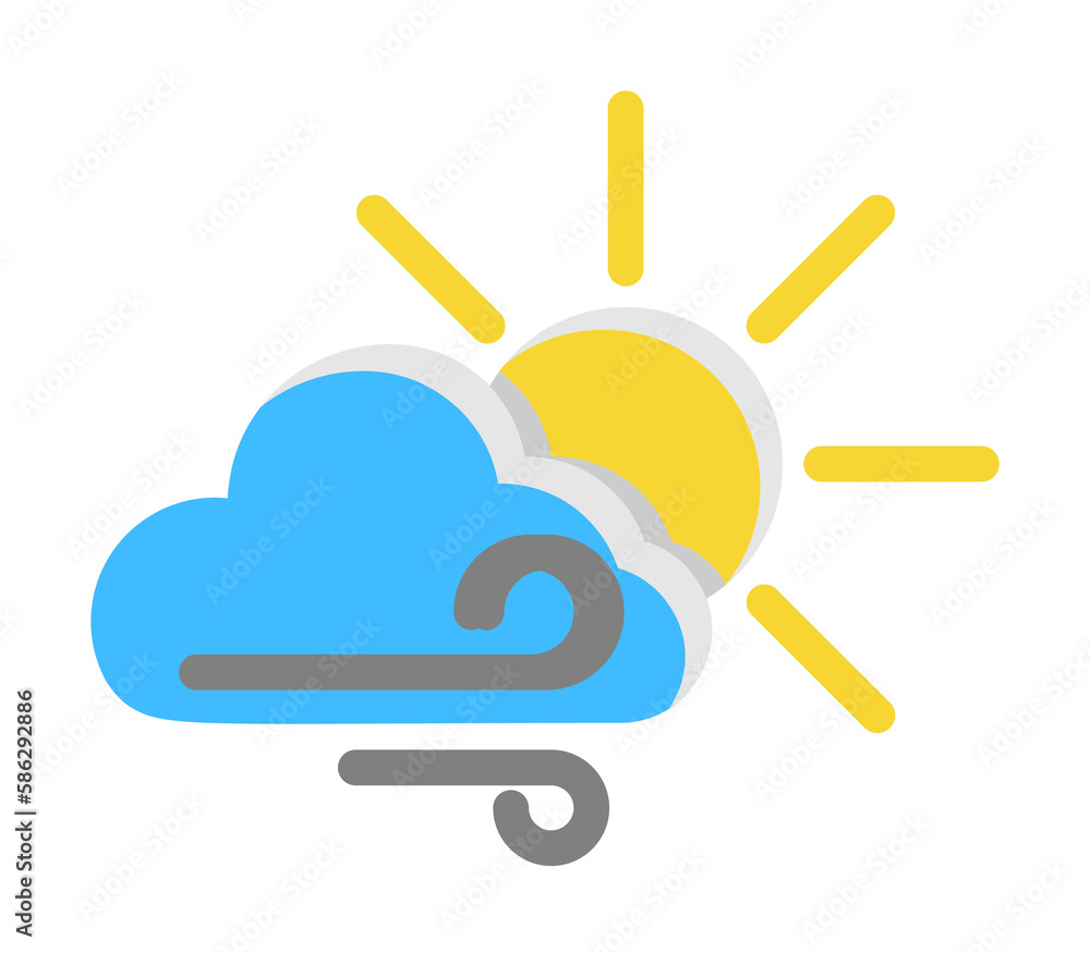 Poster cloud sun wind icon. simple line, outline of two color weather icons for ui and ux, website or mobil