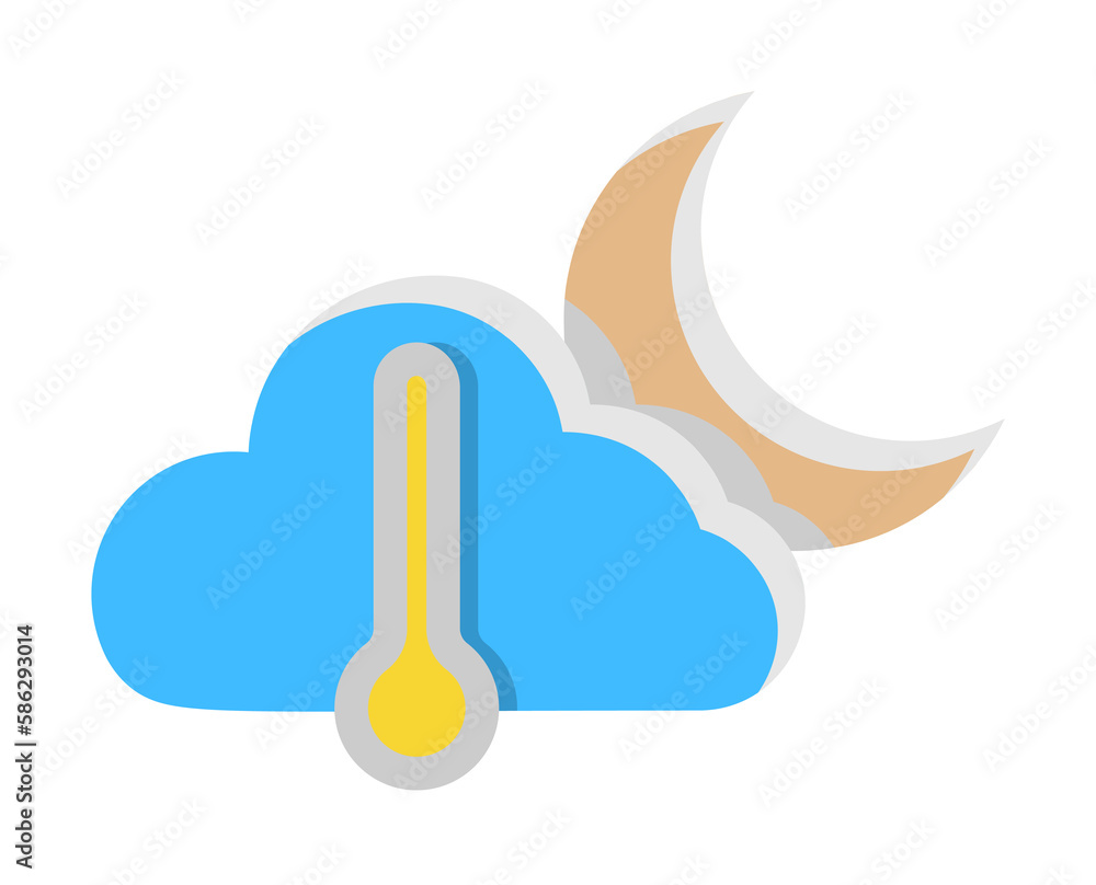 Poster cloud crescent thermometer icon. simple line, outline of two color weather icons for ui and ux, webs