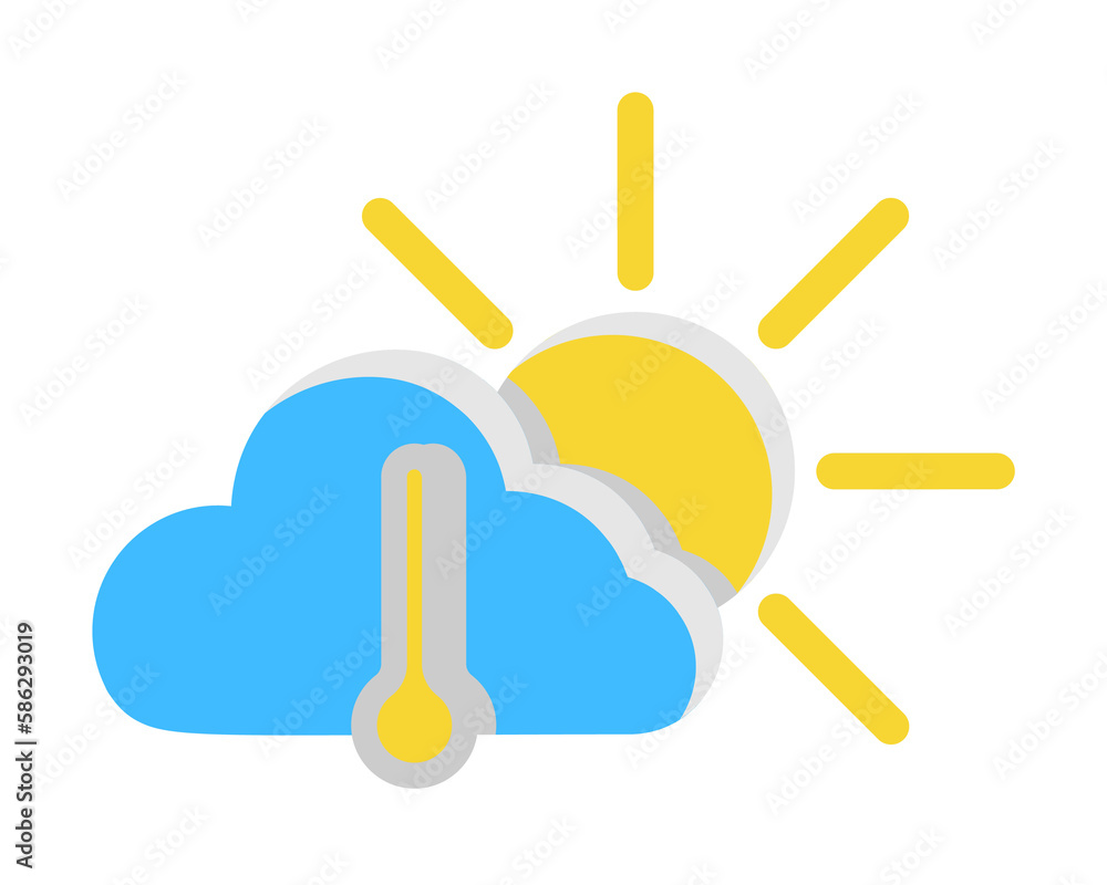 Poster cloud sun thermometer icon. simple line, outline of two color weather icons for ui and ux, website o