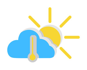 Cloud sun thermometer icon. Simple line, outline of two color weather icons for ui and ux, website or mobile application