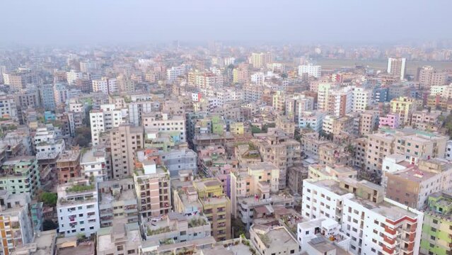Aerial view of Dhaka city skyline in Bangladesh