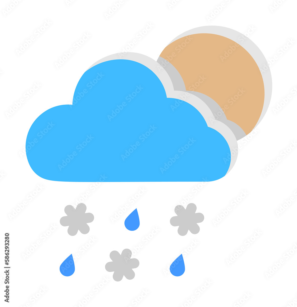 Aufkleber cloud moon rain drops lightning icon. simple line, outline of two color weather icons for ui and ux,