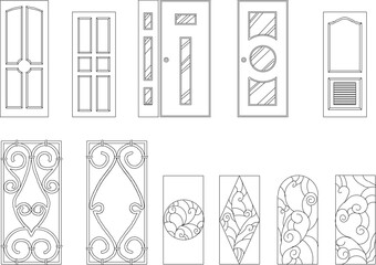 Classic chinese ethnic door illustration vector sketch.
