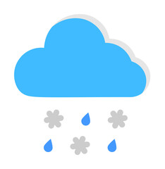 Cloud wet snow drops snowflakes icon. Simple line, outline of two color weather icons for ui and ux, website or mobile application