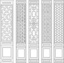 Chinese traditional ethnic door illustration vector sketch