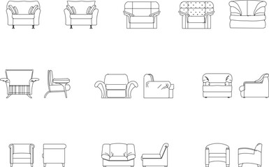 Modern vintage classic armchair illustration vector sketch