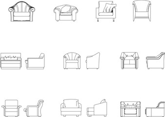 Modern vintage classic armchair illustration vector sketch
