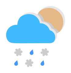 Cloud moon rain drops lightning icon. Simple line, outline of two color weather icons for ui and ux, website or mobile application