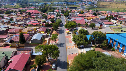 Fototapeta na wymiar aerial view of vilakazi street in soweto