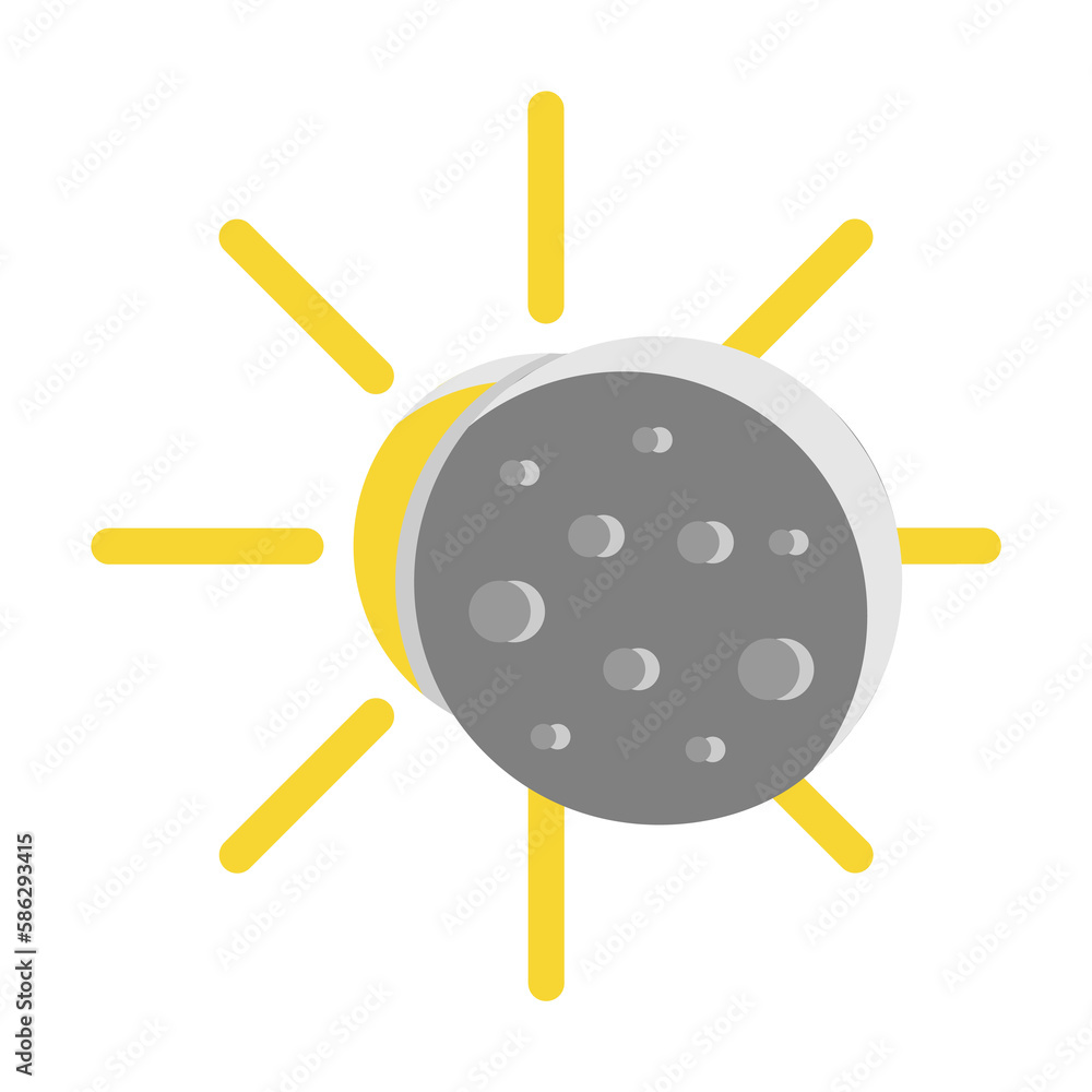 Poster sun moon eclipse icon. simple line, outline of two color weather icons for ui and ux, website or mob